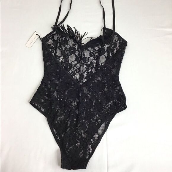 Lovers+Friends Black Mesh Second Nature Lace Body Suit Size S - Picture 3 of 12